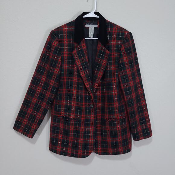 Radcliffe Blazer Womens 14 Vintage 90s Tartan Plaid Metallic Festive Par… - Picture 1 of 12